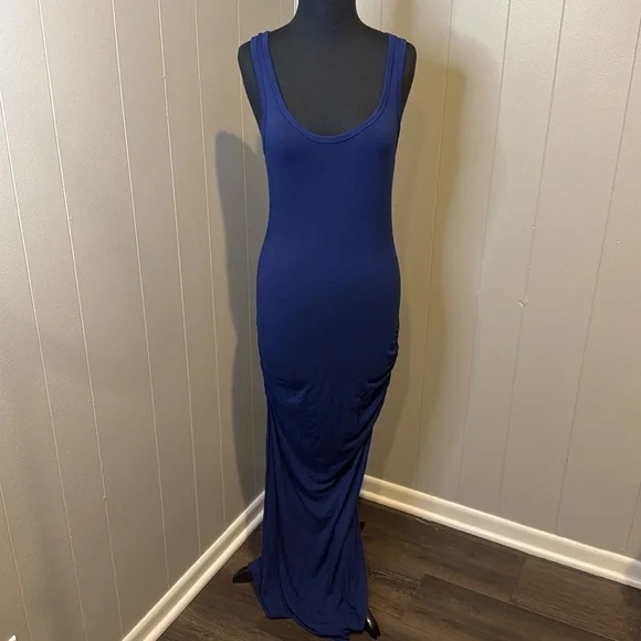 Victoria's Secret Women’s Small Blue Ruched Side Sleeveless Stretch Maxi Dress - Picture 1 of 8